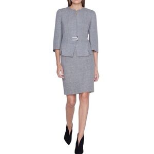 Akris “Titan” Gray Wool & Linen Pencil Skirt 6